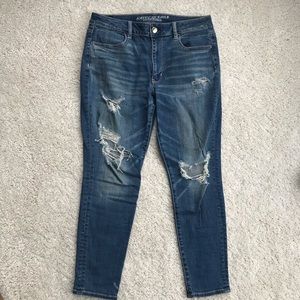 American Eagle X Dark Wash Ripped Skinny Jean